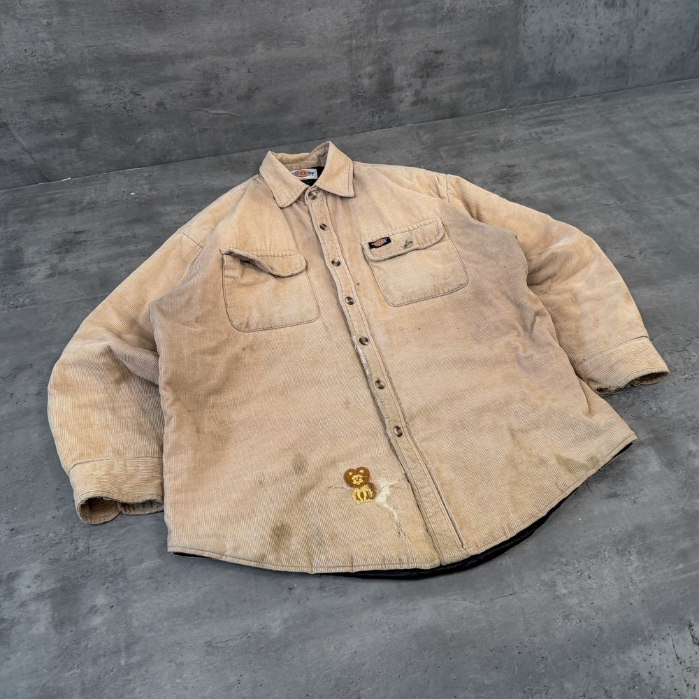 Vintage VTG Y2K 2000s 00s Dickies Tan Corduroy Button Up Workwear Shirt